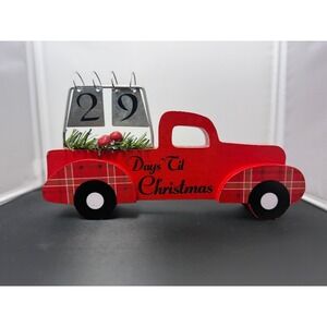 Red Truck wood Christmas Countdown Calendar‎ Days Til Christmas Holiday Decor